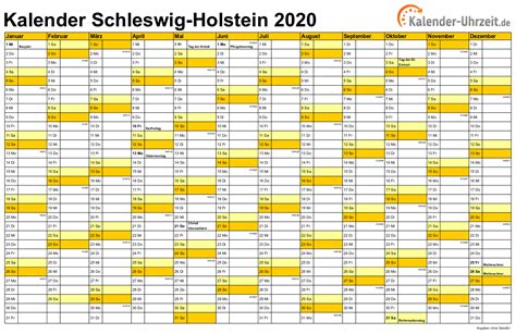 Feiertage 2020 Schleswig Holstein Kalender