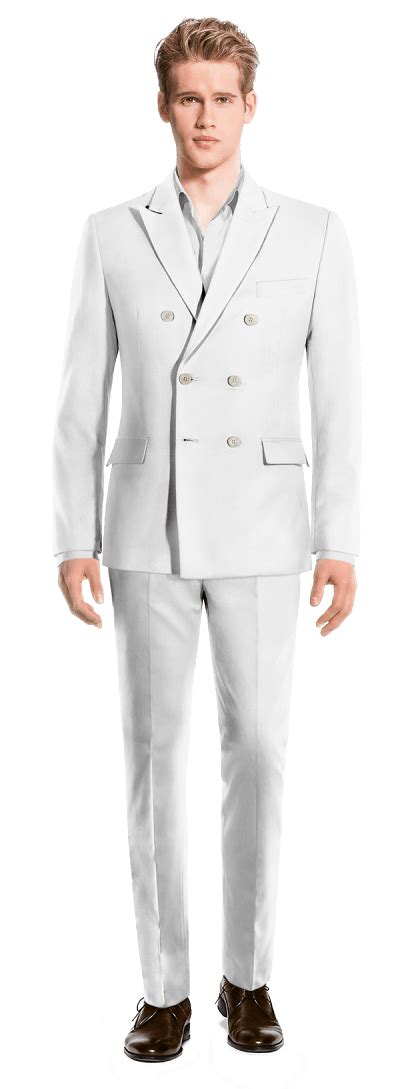 White Linen 6 Buttons Double Breasted Suit