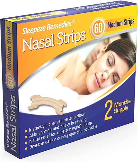 Sleepeze Remedies Tiras Nasales 60 X Medianas Tiritas Para No Roncar