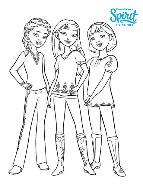 Girls From Spirit Riding Free Coloring Page Free Printable Coloring