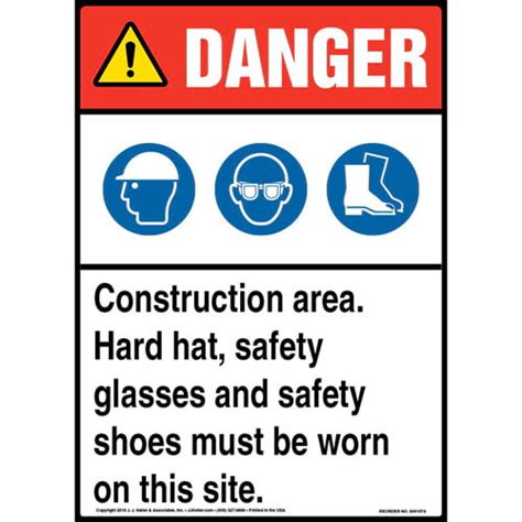 Danger Construction Area Ppe Must Be Worn Sign With Icons Ansi