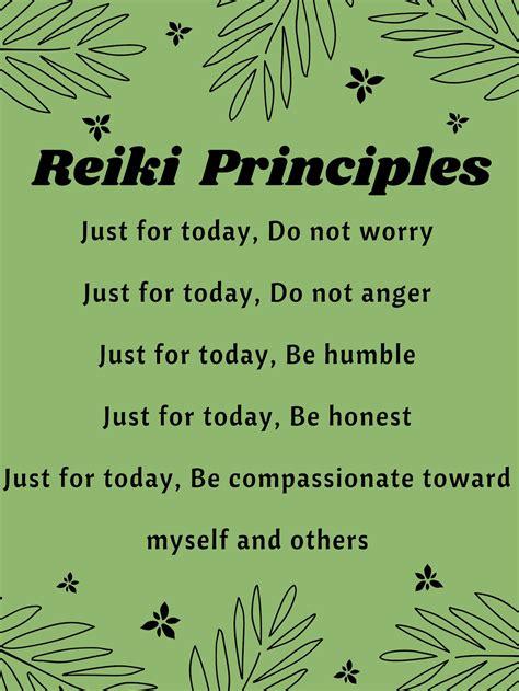 Reiki Principles Reiki Principle Poster Daily Affirmations Etsy
