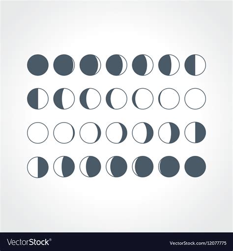 Moon Phases Icons Royalty Free Vector Image Vectorstock