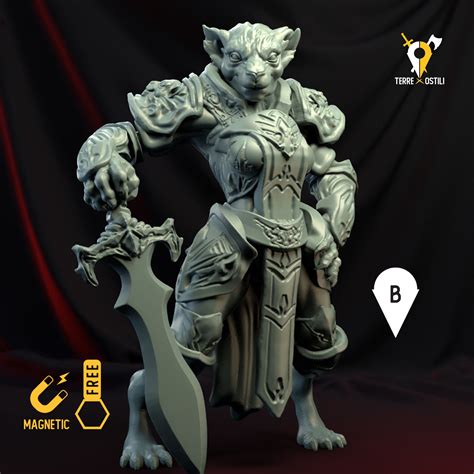 Tabaxi Paladin Catfolk Miniature 3d Compatible With Dungeons Etsy Canada
