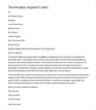An application letter is a standalone document you submit to a potential employer to express your interest in an open position. Sample Appeal Letter For Termination Of Employment ...
