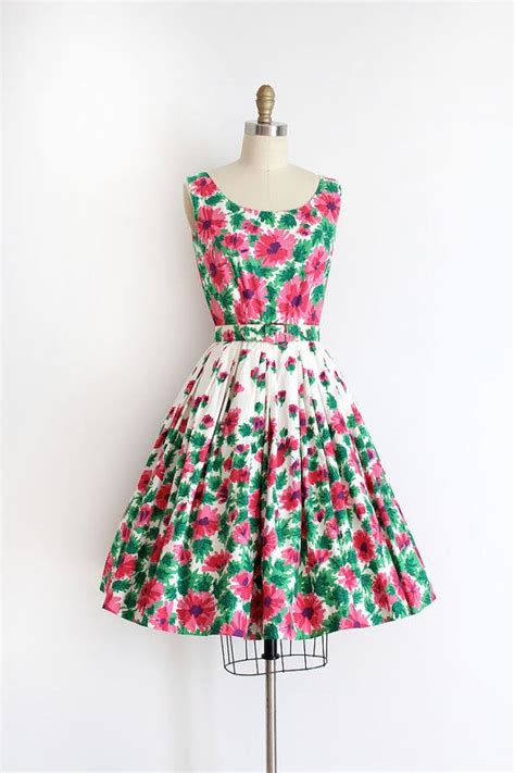 vintage 1950s sun dress 50s cotton floral day dress with etsy vintage 1950s dresses