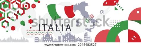 Italia Banner Design Italia Flag Geometric Stock Vector Royalty Free