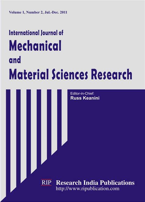 Vol 15 no 1 (2021): IJMMSR, International Journal of Mechanical and Material ...