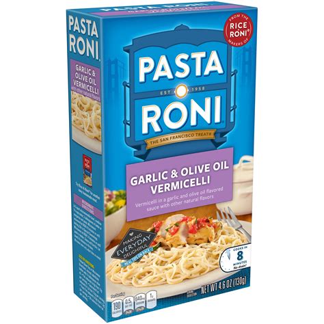 Separate pasta with a fork, if needed. Pasta Roni Garlic & Olive Oil Vermicelli, 4.6 oz. Box ...