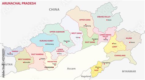 Arunachal Pradesh Administrative And Political Map Fichier Vectoriel