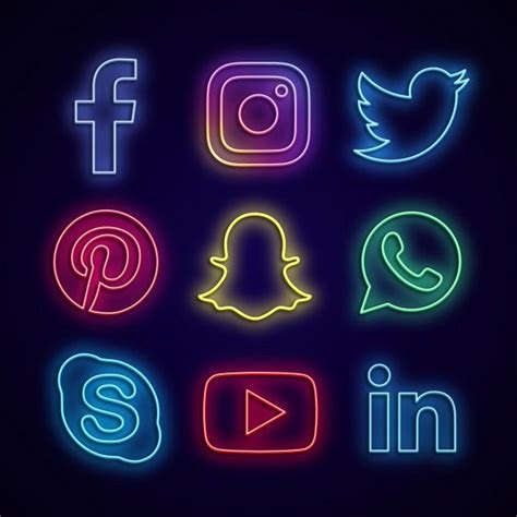 Premium Vector Social Media Made Of Neon Lights Wallpaper Iphone