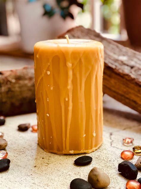 Pure Beeswax Candles Handmade Drip Candle 4 Inch Wide Pillar Candle