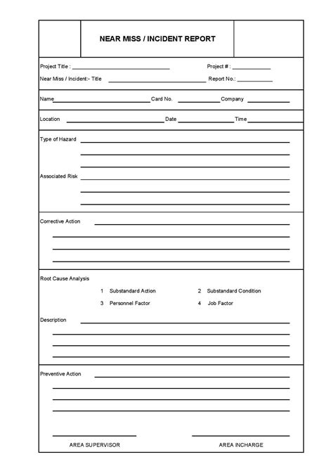 Printable Near Miss Report Template