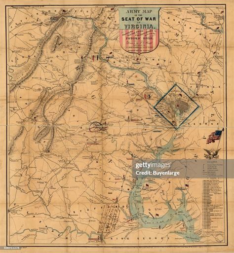 Army Map Of The Seat Of War In Virginia Showing The Battle Fields
