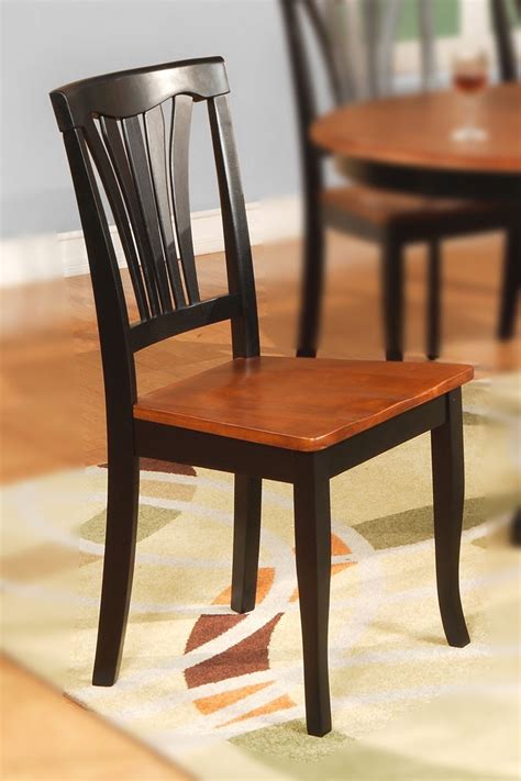2 Dining Kitchen Wood Seat Chairs In Black And Cherry