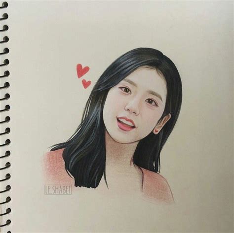 Jisoo Fanart Pink Drawing Girl Drawing Sketches Fan Art Drawing Art