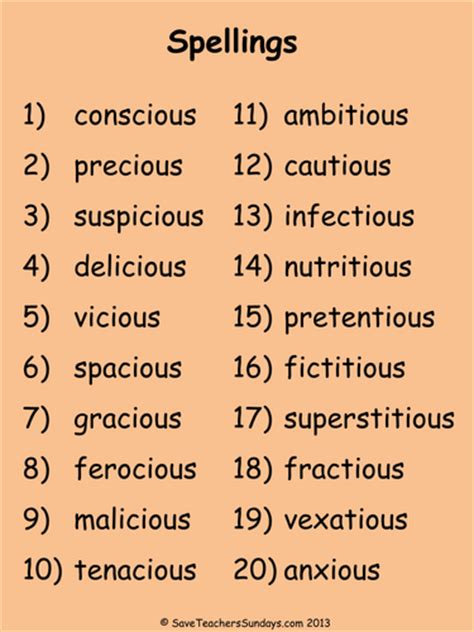 Year 6 Spellings Words Lists New 2014 Curriculum By