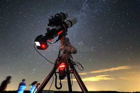 Telescope Under The Night Sky Stock Image Image Of Outer Galaxy