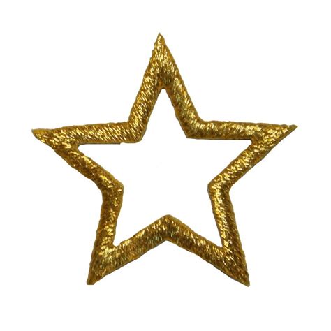 Id 3481 Gold Star Outline Patch Sky Craft Shiny Embroidered Iron On