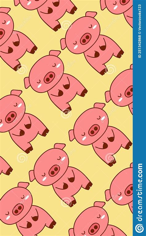 Pink Illustrated Cute Pigs Phone Wallpaper Stock Illustration
