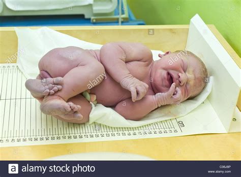 Newborn Baby Girl Right After Delivery Stock Photo Alamy