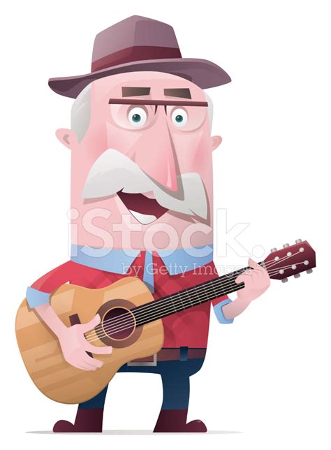 Old Man Playing Guitar Cartoon