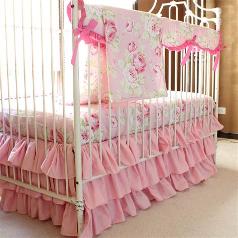 Vintage snoopy 6 piece crib bedding set by lambs and ivy. Vintage Shabby Chic Roses Floral Pink | Baby Bedding Set ...