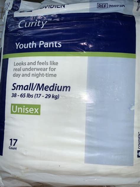 Covidien Curity Youth Pants Small Medium 38 65 Lbs Unisex 17 Count