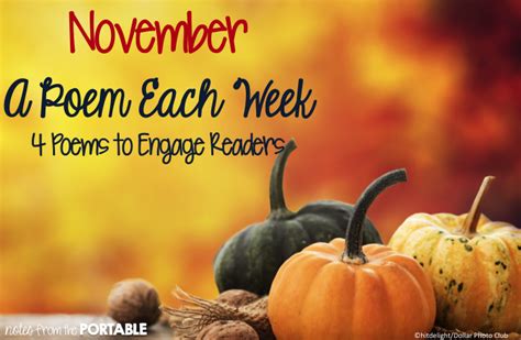 November A Poem Each Week Poetry Resources For November