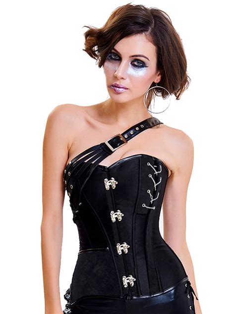 Steampunk Retro Gothic Faux Leather Bustier Corset With Straps