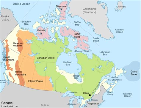 Physical Map Of Canada With Rivers