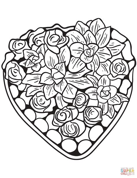 Heart Made Of Flowers Coloring Page Free Printable Coloring Pages