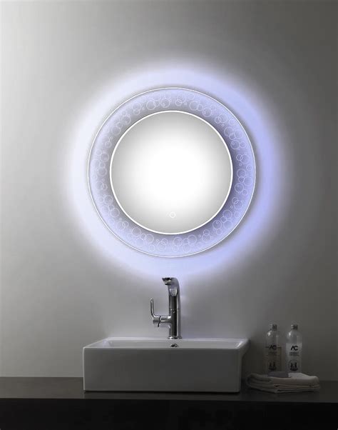 The sagler lighted vanity mirror is a simple analog product, with a separate panel placed on each side of the fully rotatable unit, one with 1x magnification and the other featuring 10x magnification. Bolzano Backlit Round Vanity Mirror | Lighted wall mirror ...