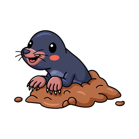 Cute Little Mole Cartoon Comes Out From Of The Hole 13548477 Vector Art