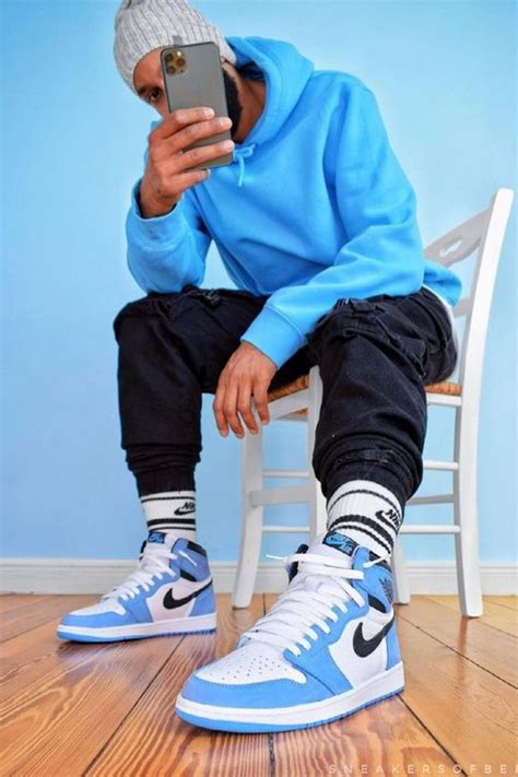 Air Jordan 1 Retro High Og “university Blue” Streetwear Men Outfits