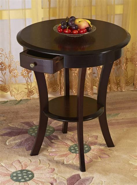 A flexible piece that can be used as an entryway table. Wood Round Table with Drawer & Shelf » Petagadget