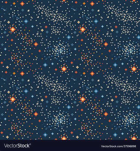 Pixel Art Galaxy Outer Space Seamless Pattern Vector Image