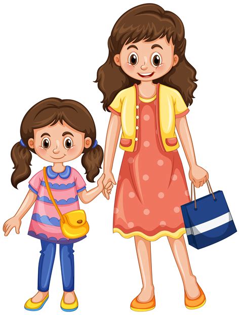 Mother And Daughter Holding Hands 417574 Vector Art At Vecteezy