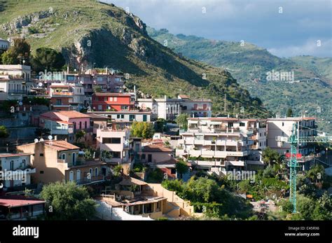 Belleza De La Costa De Sicilia Vista Desde Taormina Famoso Complejo Turístico El Más Lujoso