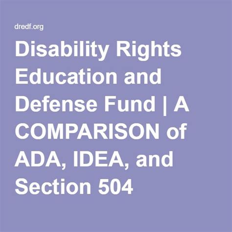 A Comparison Of Ada Idea And Section 504 Education Education