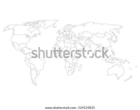 Blank Map World Thin Black Smooth Stock Vector Royalty Free 524533825