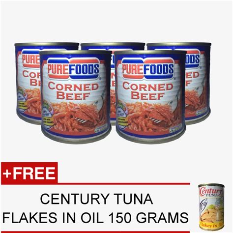Purefoods Corned Beef 210 Grams 5 Pcs With Free Century Tuna Easy