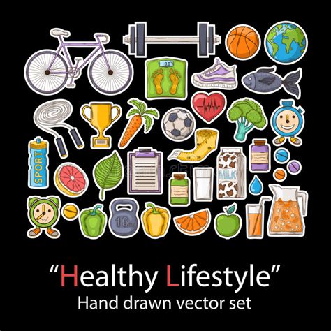 Vector Health Care Doddle Icons Set Stock Vector Illustration Of