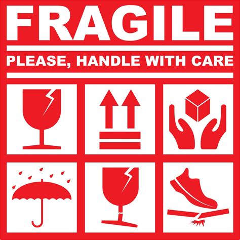PRINTABLE FRAGILE PLEASE HANDLE WITH CARE WHITE RED COLOR 3015754