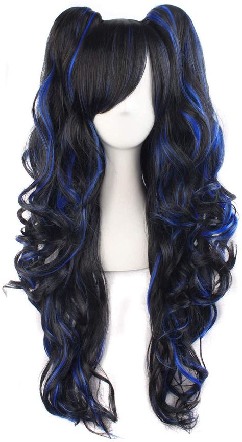 Mapofbeauty Multi Color Lolita Long Curly Clip On Ponytails Cosplay Wig