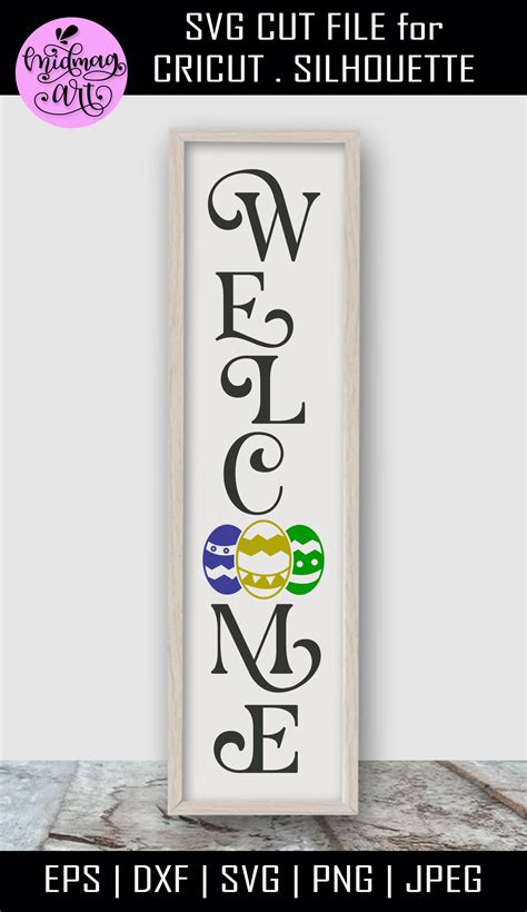 Welcome easter sign svg, easter porch sign svg By Midmagart | TheHungryJPEG