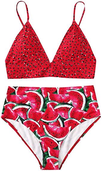 Bbring Damen Sexy Zweiteiliger Badeanzug Obst Wassermelone Tr Ger V