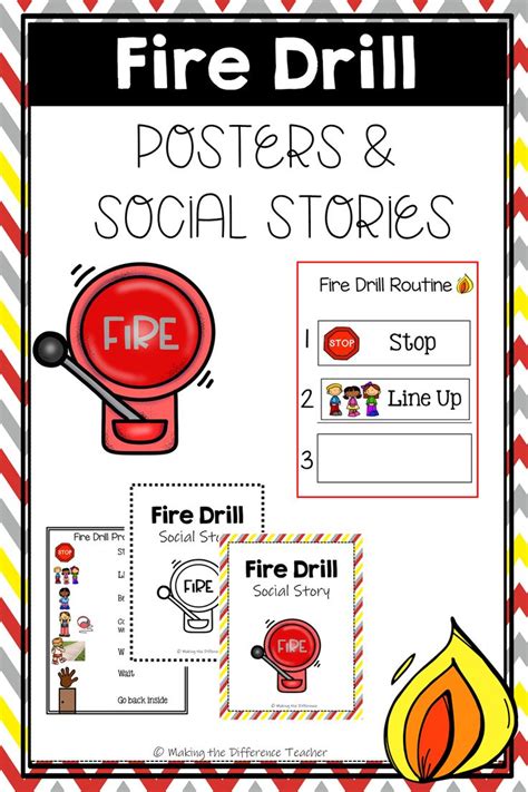 Fire Drill Routine Poster Visuals And Social Stories Fire Drill Visual Social Stories Fire