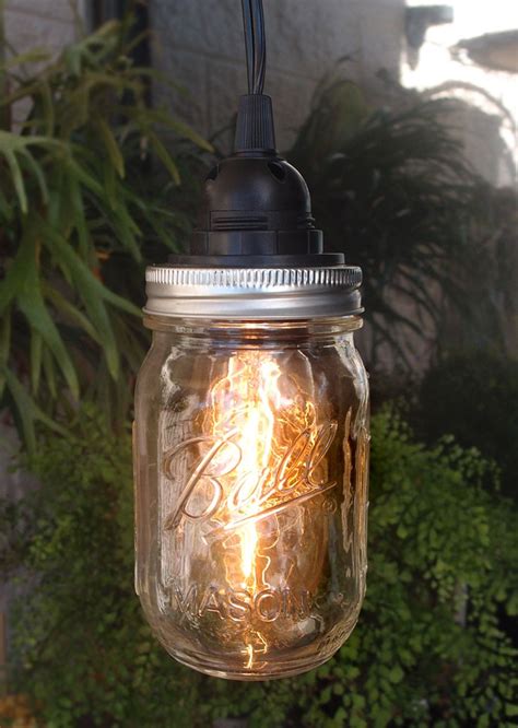 Mason Jar Pendant Light Kit Regular Mouth Black Cord 15ft Jar