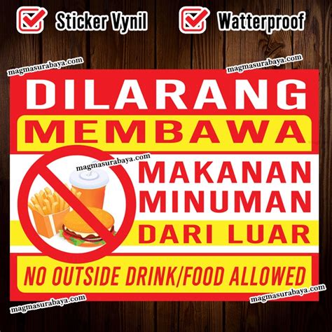 Jual Sticker Label Stiker Dilarang Membawa Makanan Dari Luar Magma